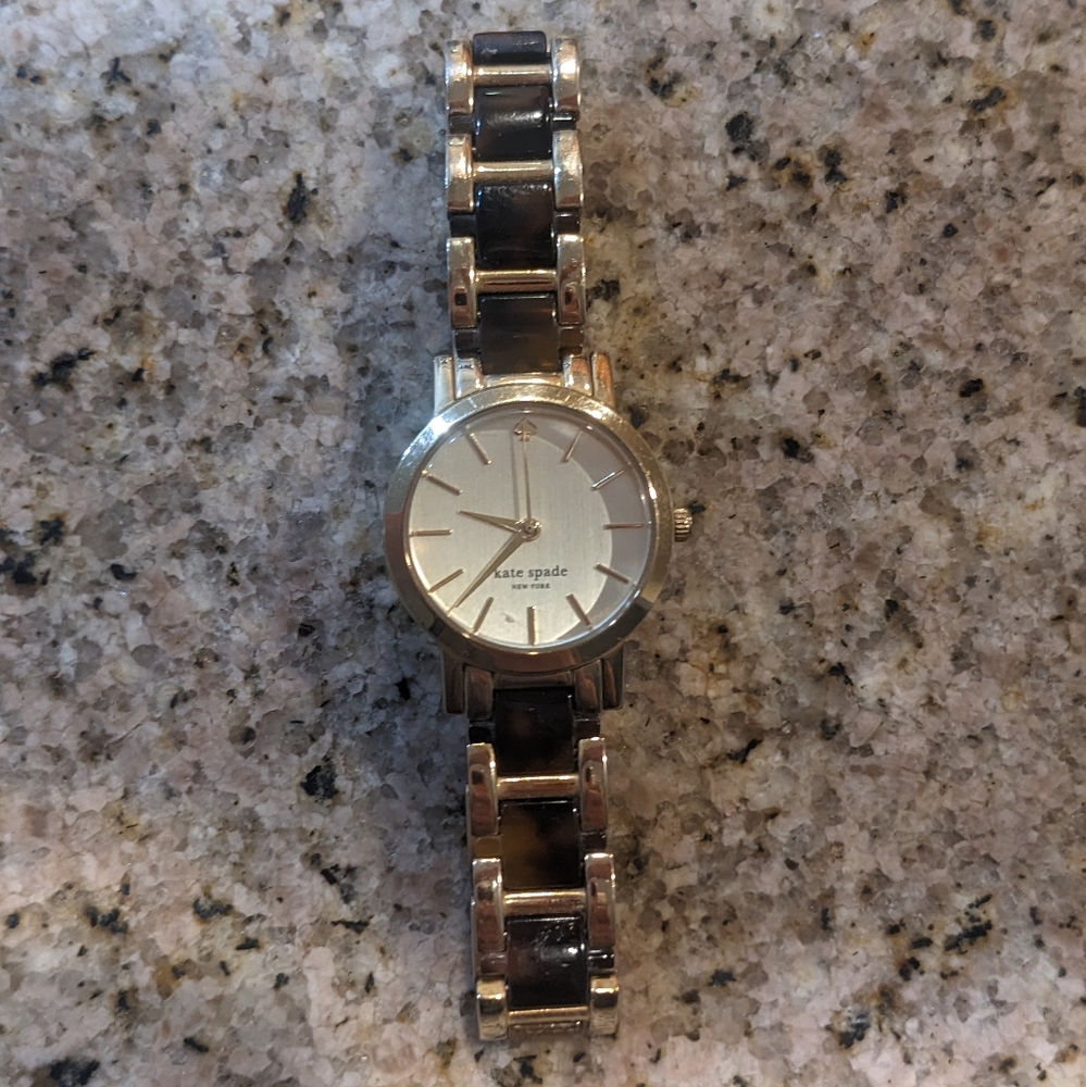 Gold & Tortoise Shell Kate Spade Watch - Picture 2 of 7